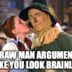 Straw Man Argument | STRAW MAN ARGUMENTS MAKE YOU LOOK BRAINLESS | image tagged in straw man argument | made w/ Imgflip meme maker