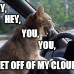 The Rolling Stones | HEY, HEY, YOU, YOU, GET OFF OF MY CLOUD! | image tagged in catsale,the rolling stones,cats,music | made w/ Imgflip meme maker