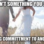 Marriage | MARRIAGE ISN'T SOMETHING YOU JUST TRY OUT; IT'S A LIFELONG COMMITTMENT TO ANOTHER PERSON | image tagged in marriage | made w/ Imgflip meme maker