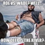 Gettin' all the details... | ROE VS. WADE? WELL... HOW DEEP IS THE RIVER? | image tagged in redneck with beer,redneck logic,details detail | made w/ Imgflip meme maker