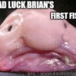 Blobfish | BAD LUCK BRIAN'S; FIRST FISH | image tagged in blobfish | made w/ Imgflip meme maker