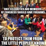 Congress | ONLY CELEBRITIES AND MEMBERS OF CONGRESS SHOULD HAVE FIREARMS; TO PROTECT THEM FROM THE LITTLE PEOPLE Y'KNOW | made w/ Imgflip meme maker