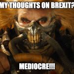 Mad Max Water | MY THOUGHTS ON BREXIT? MEDIOCRE!!! | image tagged in mad max water | made w/ Imgflip meme maker