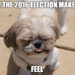 Oakley  | HOW THE 2016 ELECTION MAKES ME; FEEL | image tagged in oakley,election,shih tzu | made w/ Imgflip meme maker