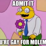 gay for moleman | ADMIT IT; YOU'RE GAY FOR MOLEMAN | image tagged in gay for moleman | made w/ Imgflip meme maker