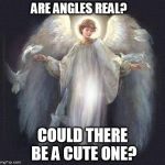 angels | ARE ANGLES REAL? COULD THERE BE A CUTE ONE? | image tagged in angels | made w/ Imgflip meme maker