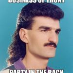 mullet  | BUSINESS UP FRONT; PARTY IN THE BACK | image tagged in mullet | made w/ Imgflip meme maker