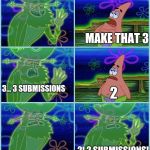 Dutchman-Patrick | YOU GET 2 SUBMISSIONS! MAKE THAT 3; 3... 3 SUBMISSIONS; 2; 2! 2 SUBMISSIONS! | image tagged in dutchman-patrick | made w/ Imgflip meme maker