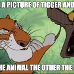 Shere Khan & Kaa | HERES A PICTURE OF TIGGER AND POOH; ONE THE ANIMAL THE OTHER THE VOICE. | image tagged in shere khan  kaa | made w/ Imgflip meme maker