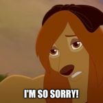 I'm So Sorry! | I'M SO SORRY! | image tagged in dixie,memes,disney,the fox and the hound 2,reba mcentire,dog | made w/ Imgflip meme maker