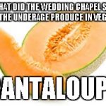 Cantaloupe  | WHAT DID THE WEDDING CHAPEL SAY TO THE UNDERAGE PRODUCE IN VEGAS? CANTALOUPE | image tagged in cantaloupe | made w/ Imgflip meme maker