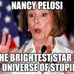 pelosi anti science  | NANCY PELOSI; THE BRIGHTEST STAR IN THE UNIVERSE OF STUPIDITY | image tagged in pelosi anti science | made w/ Imgflip meme maker