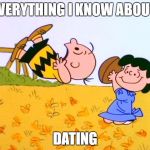 Dating | EVERYTHING I KNOW ABOUT; DATING | image tagged in dating | made w/ Imgflip meme maker