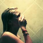 Girl crying shower