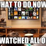 Netflix  | WHAT TO DO NOW... WE'VE WATCHED ALL OF THEM | image tagged in netflix | made w/ Imgflip meme maker