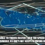 FTL Travel | "IT IS IMPOSSIBLE TO TRAVEL FASTER THAN THE SPEED OF LIGHT, AND CERTAINLY NOT DESIRABLE, AS ONE'S HAT KEEPS BLOWING OFF." - WOODY ALLEN | image tagged in space battleship yamato,star blazers,woody allen | made w/ Imgflip meme maker