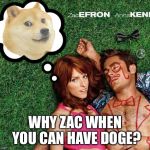 Civil War: Doge vs Zac | WHY ZAC WHEN YOU CAN HAVE DOGE? | image tagged in anna dreaming of doge,memes | made w/ Imgflip meme maker