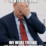 Putin finally tells the truth | THE DEMOCRATS ARE SO DUMB THINKING WE HACKED THEM TO HELP TRUMP; WE WERE TRYING TO HELP OUR SOCIALIST COMRADE BERNIE | image tagged in putin facepalm,hacked e-mails,dncleaks,dnc | made w/ Imgflip meme maker