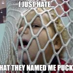 Hockey 1 | I JUST HATE... THAT THEY NAMED ME PUCK... | image tagged in hockey 1 | made w/ Imgflip meme maker