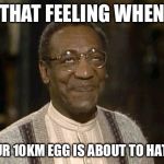bill cosby | THAT FEELING WHEN; YOUR 10KM EGG IS ABOUT TO HATCH | image tagged in bill cosby | made w/ Imgflip meme maker