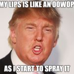 Donald Trump | MY LIPS IS LIKE AN OOWOP; AS I START TO SPRAY IT | image tagged in donald trump | made w/ Imgflip meme maker