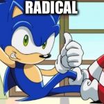 Sonic Radical | RADICAL | image tagged in sonic thumbs up,sonic x,sonic the hedgehog,sonic,sega,sonic meme | made w/ Imgflip meme maker