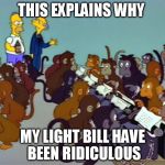 Monos Simpsons | THIS EXPLAINS WHY; MY LIGHT BILL HAVE BEEN RIDICULOUS | image tagged in monos simpsons | made w/ Imgflip meme maker