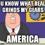 You know what really grinds my gears? | YOU KNOW WHAT REALLY GRINDS MY GEARS; AMERICA | image tagged in you know what really grinds my gears | made w/ Imgflip meme maker