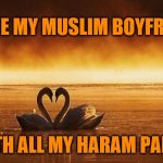 Muslim Boyfriend | I LOVE MY MUSLIM BOYFRIEND; WITH ALL MY HARAM PARTS | image tagged in love,heart,muslim,haram,unclean,relationship | made w/ Imgflip meme maker