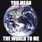 The world | YOU MEAN; THE WORLD TO ME | image tagged in the world | made w/ Imgflip meme maker