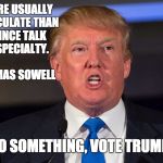 Do It! | TALKERS ARE USUALLY MORE ARTICULATE THAN DOERS, SINCE TALK IS THEIR SPECIALTY.                                  
THOMAS SOWELL; DO SOMETHING, VOTE TRUMP! | image tagged in donald trump,donald trump approves,donald trump 2016,rnc | made w/ Imgflip meme maker