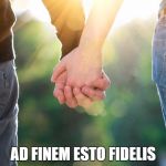 Holding hands again | AD FINEM ESTO FIDELIS | image tagged in holding hands again | made w/ Imgflip meme maker