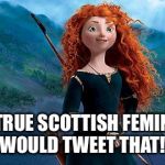 Disney brave | NO TRUE SCOTTISH FEMINIST WOULD TWEET THAT! | image tagged in disney brave | made w/ Imgflip meme maker