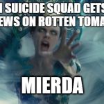 Enchantress says Mierda | WHEN SUICIDE SQUAD GETS BAD REVIEWS
ON ROTTEN TOMATOES; MIERDA | image tagged in enchantress says mierda | made w/ Imgflip meme maker