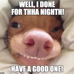 good morning | WELL, I DONE FOR THHA NIGHTH! HAVE A GOOD ONE! | image tagged in good morning | made w/ Imgflip meme maker