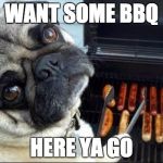 Dog cooking bbq | WANT SOME BBQ; HERE YA GO | image tagged in dog cooking bbq,memes,funny memes | made w/ Imgflip meme maker