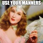 magic | USE YOUR MANNERS | image tagged in magic | made w/ Imgflip meme maker