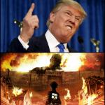 Donald Trump's wall VS. Attack on Titan meme