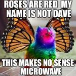 Rainbow unicorn butterfly kitten | ROSES ARE RED

MY NAME IS NOT DAVE; THIS MAKES NO SENSE 



MICROWAVE | image tagged in rainbow unicorn butterfly kitten | made w/ Imgflip meme maker