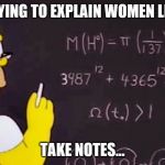 Take notes | TRYING TO EXPLAIN WOMEN LIKE; TAKE NOTES... | image tagged in take notes | made w/ Imgflip meme maker
