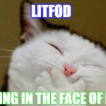 When they say you cannot succeed, you must laugh in the face of their doubt. | LITFOD; LAUGHING IN THE FACE OF DOUBT | image tagged in laughing cat,inspirational quote,get back up | made w/ Imgflip meme maker