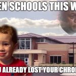stressed kid at school | WHEN SCHOOLS THIS WEEK; BUT YOU ALREADY LOST YOUR CHROMEBOOK | image tagged in stressed kid at school | made w/ Imgflip meme maker