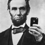Abe Lincoln With iPhone