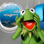 Kermit on a plane