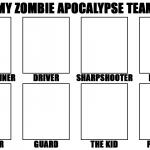 superpenguins8771's Zombie Apocalypse Team meme