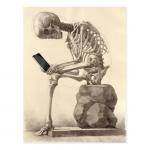 Skeleton checking cell phone meme