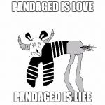 Pandaged | PANDAGED IS LOVE; PANDAGED IS LIFE | image tagged in pandaged | made w/ Imgflip meme maker