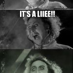 In honor of Gene Wilder! Thanks for the laughs! | DON'T HIT THE JUICE YET HILLARY IS GIVING A SPEECH; IT'S A LIIEE!! | image tagged in gene wilder bad pun | made w/ Imgflip meme maker
