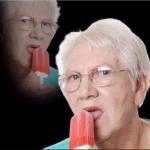 grandma licking icecream