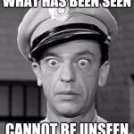 Im Scarred | WHAT HAS BEEN SEEN; CANNOT BE UNSEEN | image tagged in barney fife,childhood ruined | made w/ Imgflip meme maker